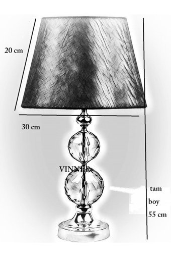 Vinner Gold Kristal 2'Li Küre Tekli Metal Tek Ayak Abajur Krem