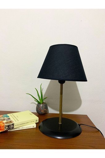 Asellus Burgu Eskitme Tekli Metal Tek Ayak Abajur Siyah
