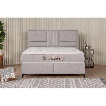 Kilim Mobilya Bamboo Sleepy 180 x 200 cm Başlıksız Çift Kişilik Sandıklı Baza Seti Krem