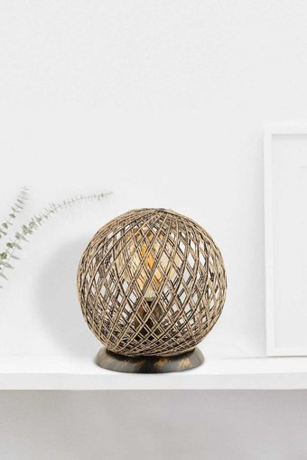 Hmydesign Mudulight Balle Gold Siyah Ipaj-56 Tekli Metal - İp Tek Ayak Abajur Metalik
