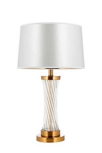 Vinner Kristal Detaylı Modern Modern Beyaz Başlık Tekli Kristal Tek Ayak Abajur Beyaz