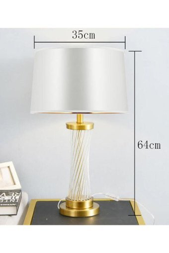 Vinner Kristal Detaylı Modern Modern Beyaz Başlık Tekli Kristal Tek Ayak Abajur Beyaz