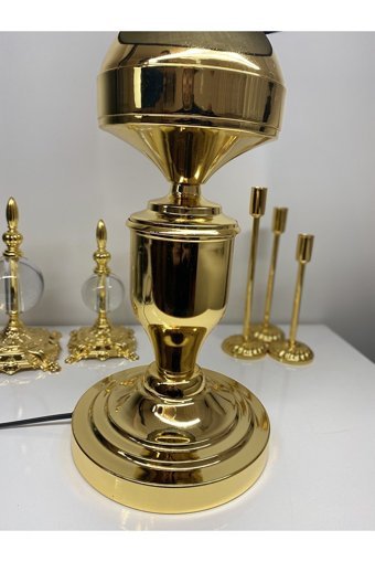 Asellus Şahika Kupa Şamdan Gold Tekli Metal Tek Ayak Abajur Siyah