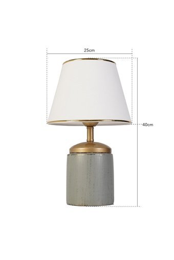 Hmydesign Vesce Gri Gold Tekli Polyester Tek Ayak Abajur Gri