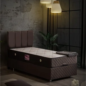 Setay Tetra 90x190 cm Başlıklı Yataklı Sandıklı Tek Kişilik Baza Seti Antrasit Gri