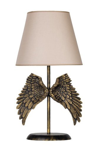 Qdec Modern Dizayn Melek Gold-Bej Tekli Metal - Kumaş - Reçine Tek Ayak Abajur Gold - Bej