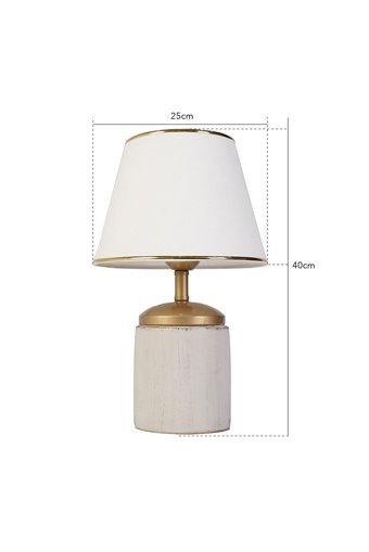Hmydesign Vesce Krem Gold Tekli Polyester Tek Ayak Abajur Beyaz