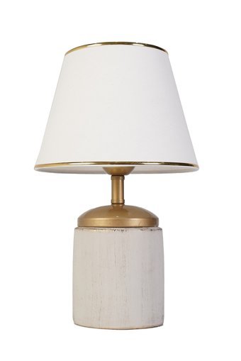Hmydesign Vesce Krem Gold Tekli Polyester Tek Ayak Abajur Beyaz