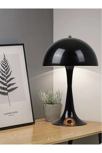 Ag Lightdesign Siyah Metal Mantar Tekli Metal Tek Ayak Abajur Siyah
