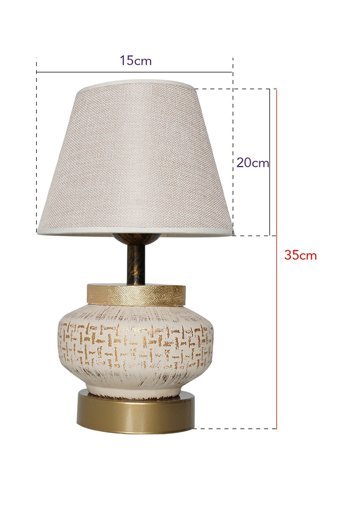 Hmydesign Larmes Krem Gold Tekli Metal Tek Ayak Abajur Bej