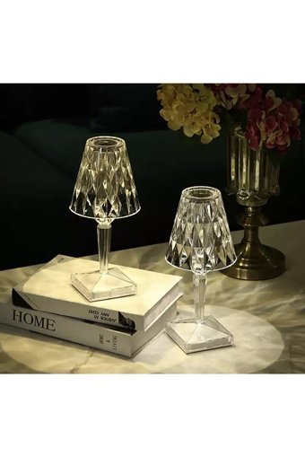 Fico Home Modern Luxury Kristal Tekli Kristal Tek Ayak Abajur Şeffaf
