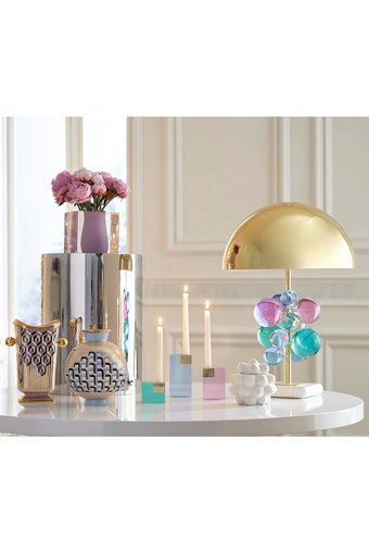 Visente Home Renkli Bubble Tekli Metal Tek Ayak Abajur Sarı