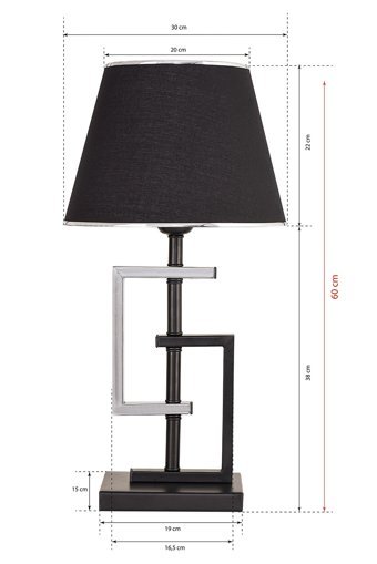 Hmydesign Tendan Gümüş Siyah Abjr-55 Tekli Kumaş Tek Ayak Abajur Gümüş - Siyah