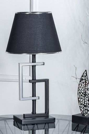 Hmydesign Tendan Gümüş Siyah Abjr-55 Tekli Kumaş Tek Ayak Abajur Gümüş - Siyah