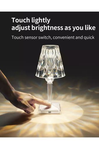 Fico Home Luxury Crystal Tekli Kristal Tek Ayak Abajur Şeffaf