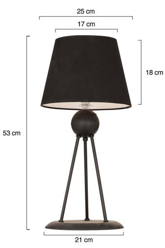 Apliqa Kunter Retro Tekli Metal Tek Ayak Abajur Siyah