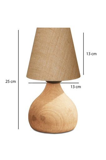 Homing Vowen Natural Ahşap Jüt Ayd-3563 Tekli Ahşap Tek Ayak Abajur Bej