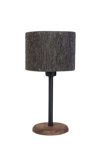 Hmydesign Goyave Gri Tekli İp - Ahşap Tek Ayak Abajur Gri