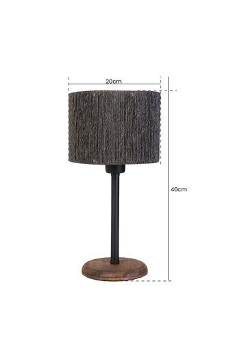 Hmydesign Goyave Gri Tekli İp - Ahşap Tek Ayak Abajur Gri