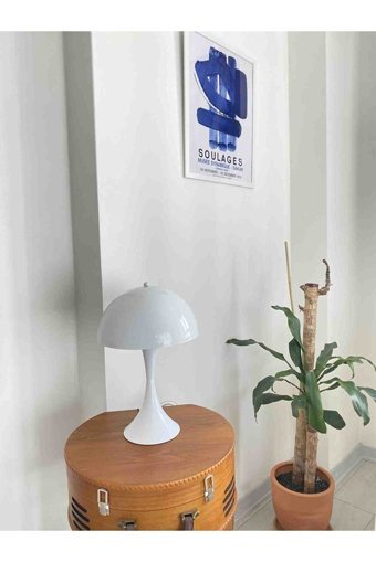 Ag Lightdesign Beyaz Metal Mantar Tekli Metal Tek Ayak Abajur Beyaz