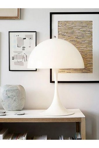 Ag Lightdesign Beyaz Metal Mantar Tekli Metal Tek Ayak Abajur Beyaz