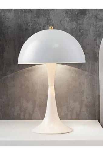 Ag Lightdesign Beyaz Metal Mantar Tekli Metal Tek Ayak Abajur Beyaz