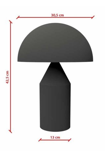 Gloomyhomedesign Celico Mantar Siyah Tekli Metal Tek Ayak Abajur Siyah
