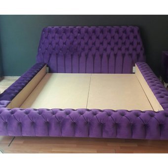Niva Baza Chester 180 x 200 cm Başlıklı Çift Kişilik Baza Seti Mor