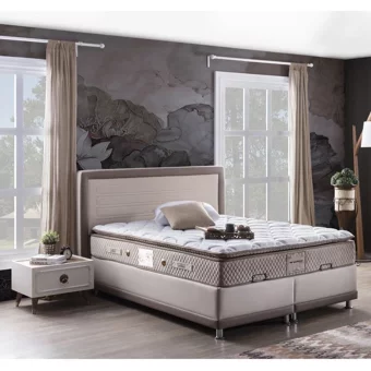 Weltew Home Karamel 180 x 200 cm Ayrılabilen Başlıklı Çift Kişilik Sandıklı Baza Seti Kemik