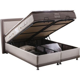 Weltew Home Karamel 180 x 200 cm Ayrılabilen Başlıklı Çift Kişilik Sandıklı Baza Seti Kemik