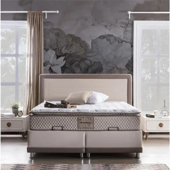 Weltew Home Karamel 180 x 200 cm Ayrılabilen Başlıklı Çift Kişilik Sandıklı Baza Seti Kemik