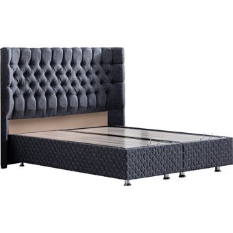Setay Napoli 200 x 150 cm Ayrılabilen Başlıklı Çift Kişilik Sandıklı Baza Seti Antrasit