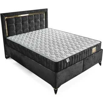 Arleno Bedding Hilda 160 x 200 cm Ayrılabilen Yataklı Başlıklı Çift Kişilik Sandıklı Baza Seti Siyah