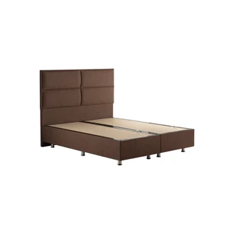 Niron Yatak Cotton No Turn 140 x 190 cm Ayrılabilen Başlıklı Çift Kişilik Sandıklı Baza Seti Kahverengi