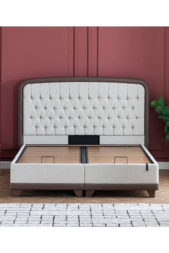 Weltew Yatak Carmen 150 x 200 cm Ayrılabilen Başlıklı Çift Kişilik Sandıklı Baza Seti Beyaz