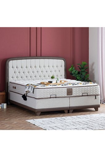 Weltew Yatak Carmen 150 x 200 cm Ayrılabilen Başlıklı Çift Kişilik Sandıklı Baza Seti Beyaz