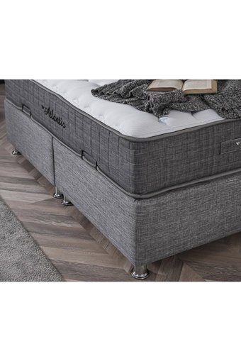 Weltew Home Atlantis 150 x 200 cm Ayrılabilen Başlıklı Çift Kişilik Sandıklı Baza Seti Gri
