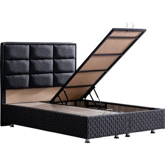 Setay Grande 200 x 150 cm Ayrılabilen Yataklı Başlıklı Çift Kişilik Sandıklı Baza Seti Antrasit