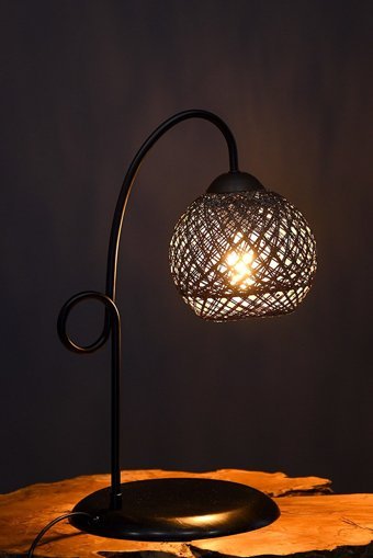 Hmydesign Violet Siyah-Gümüş Simli Ipaj-56 Tekli Metal Tek Ayak Abajur Siyah - Gümüş