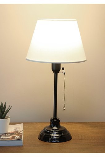 Homing Vien Black Mermer Ayd-3512 Tekli Ahşap 3 Ayaklı Abajur Bej