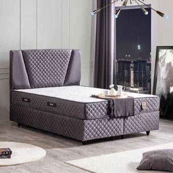 Setay Nesta 180 x 200 cm Ayrılabilen Başlıklı Çift Kişilik Sandıklı Baza Seti Antrasit