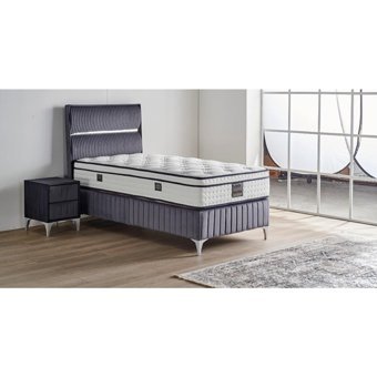 Mobilya Dükkanım Silver 90x190 cm Başlıklı Yataklı Sandıklı Tek Kişilik Baza Seti Siyah