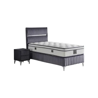 Mobilya Dükkanım Silver 90x190 cm Başlıklı Yataklı Sandıklı Tek Kişilik Baza Seti Siyah