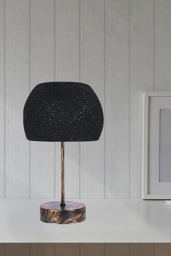 Hmydesign Agox Gold-Siyah Ipaj-56 Tekli Kumaş Tek Ayak Abajur Gold-Siyah