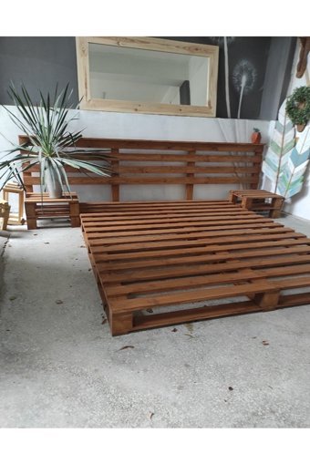 Dekorozi 160 x 200 cm Yataklı Başlıklı Çift Kişilik Baza Seti Kahve