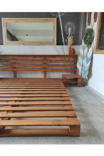 Dekorozi 160 x 200 cm Yataklı Başlıklı Çift Kişilik Baza Seti Kahve