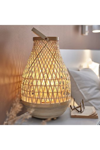 Ikea Eshlee Mısterhult Tekli Bambu Tek Ayak Abajur Krem