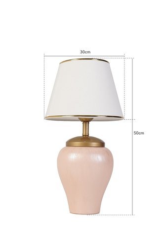 Hmydesign Terrestre Pudra Beyaz Tekli Polyester Tek Ayak Abajur Pudra - Beyaz