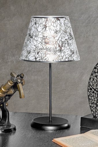 Hmydesign Indomp Siyah Beyaz Abjr-55 Tekli Metal Tek Ayak Abajur Siyah - Beyaz