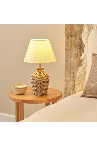 Bella Maison Carbis Rattan Tekli Rattan Tek Ayak Abajur Naturel